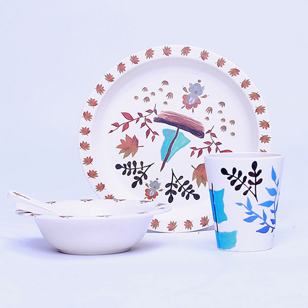 Wholesale Bamboo fiber dinnerware sets baby tableware sets