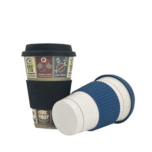 Food grade biodegradable reusable travel bamboo fiber coffee cup
