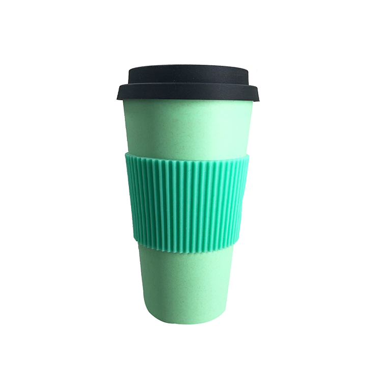 Biodegradable custom logo printed 11oz reusable natural bamboo fiber mug takeaway coffee cups