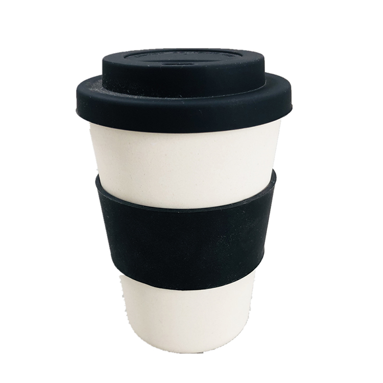 Biodegradable custom logo printed 11oz reusable natural bamboo fiber mug takeaway coffee cups