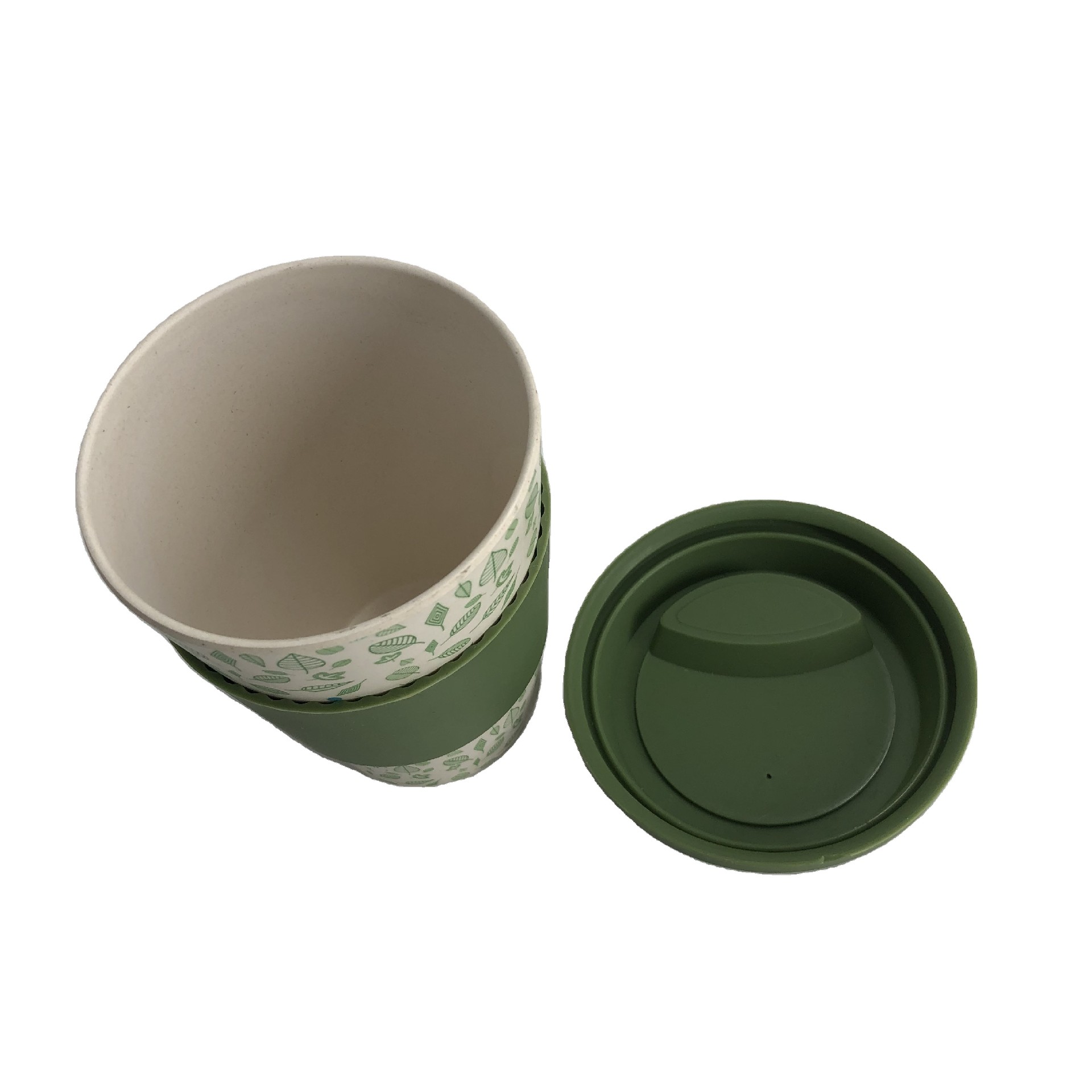 Natural Christmas party eco-friendly biodegradable bamboo fiber mug takeaway coffee cups with silicone lid and wrap