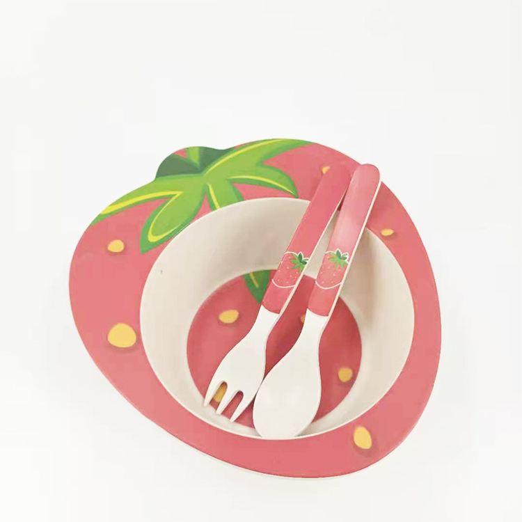 Hot sale Cartoon Fruit Pattern Biodegradable Bamboo Fiber Dinnerware Children's Dishes