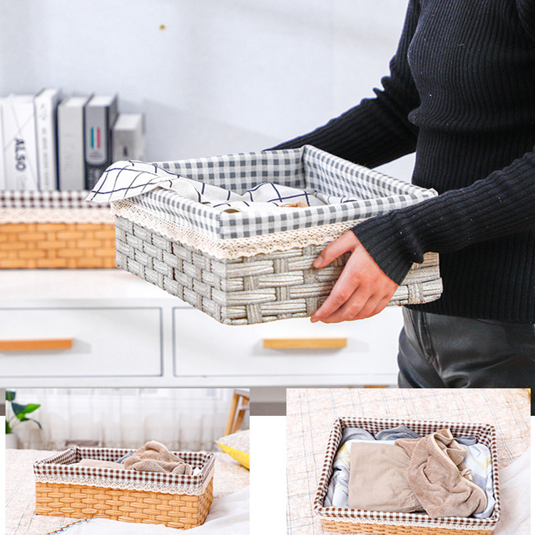 Rattan knitting weaving storage box small storage basket multifunctional storage basket organization