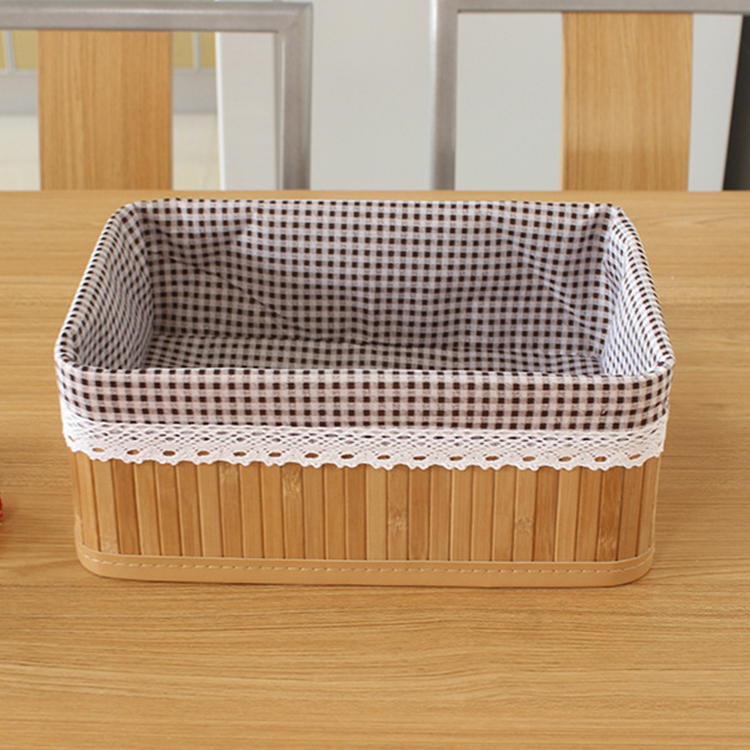 Hand made hot selling hand bamboo woven basket sets rectangular tabletop sundries storage basket