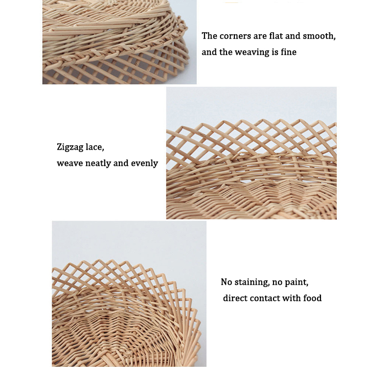 Wicker fruit basket steamed bread pointed storage basket wicker kitchen basket