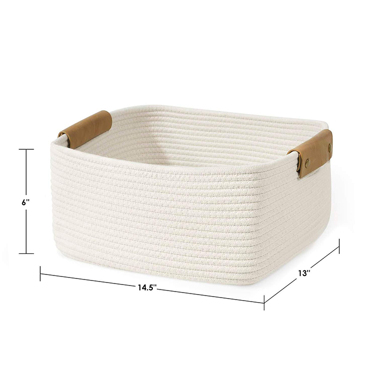 Factory direct cotton rope woven basket storage basket foldable large storage basket with handle