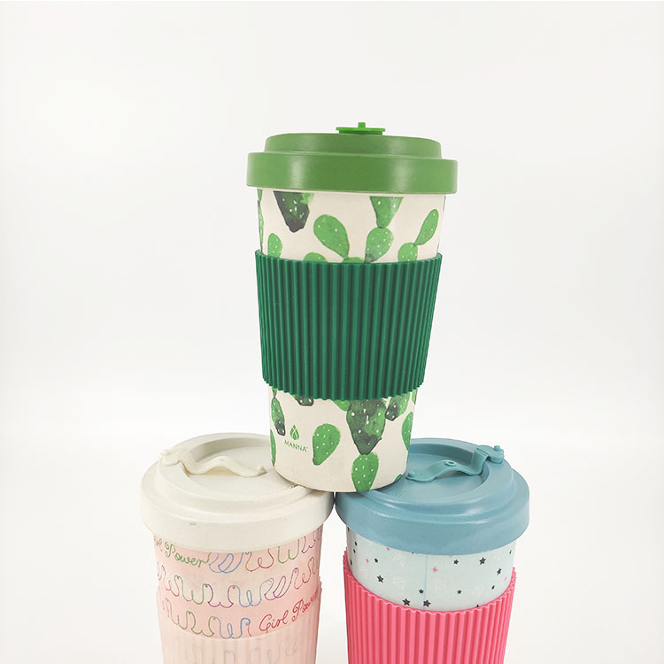 Custom Printed Made Eco-friendly Reusable Biodegradable Bamboo FIber Coffee Mugs Cups