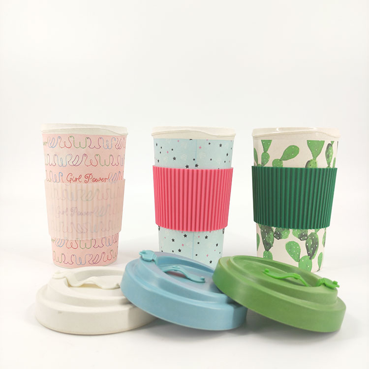 Custom Printed Made Eco-friendly Reusable Biodegradable Bamboo FIber Coffee Mugs Cups