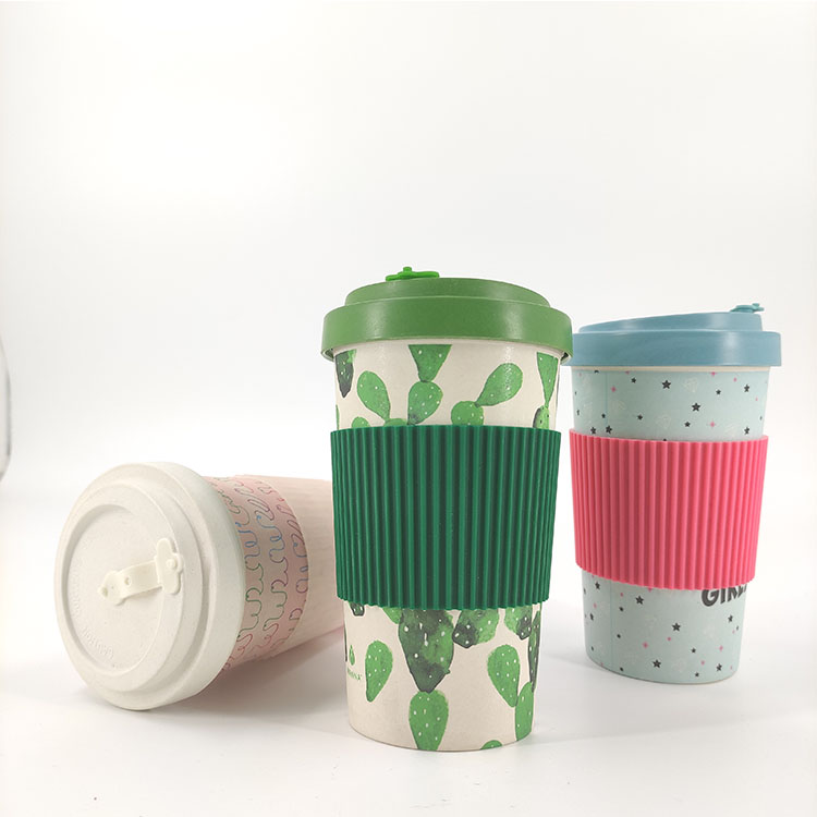 Custom Printed Made Eco-friendly Reusable Biodegradable Bamboo FIber Coffee Mugs Cups