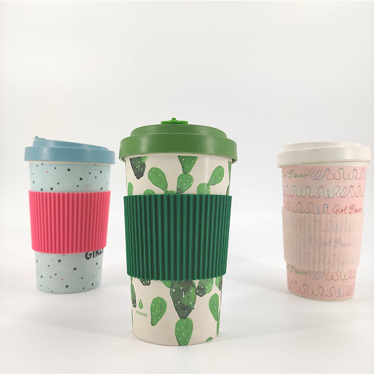 Custom Printed Made Eco-friendly Reusable Biodegradable Bamboo FIber Coffee Mugs Cups