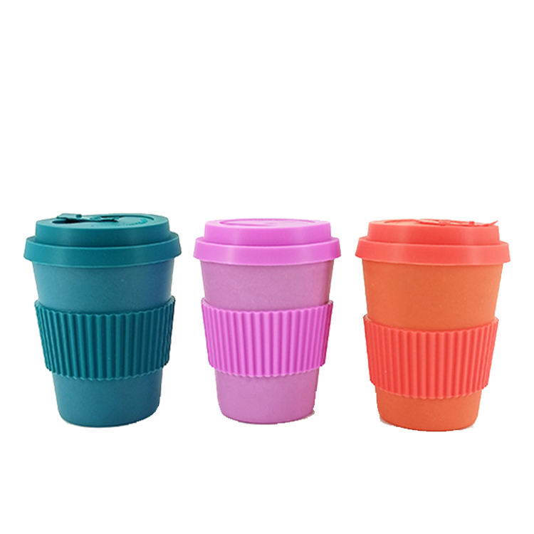 2022 wholesale Eco Friendly High Quality New Bamboo Fiber Water Coffee Cup with Lid Sleeve