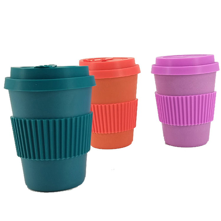 2022 wholesale Eco Friendly High Quality New Bamboo Fiber Water Coffee Cup with Lid Sleeve