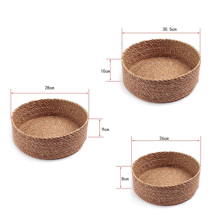 Storage basket weaving basket sorting straw cosmetics storage table wicker woven basket round storage box