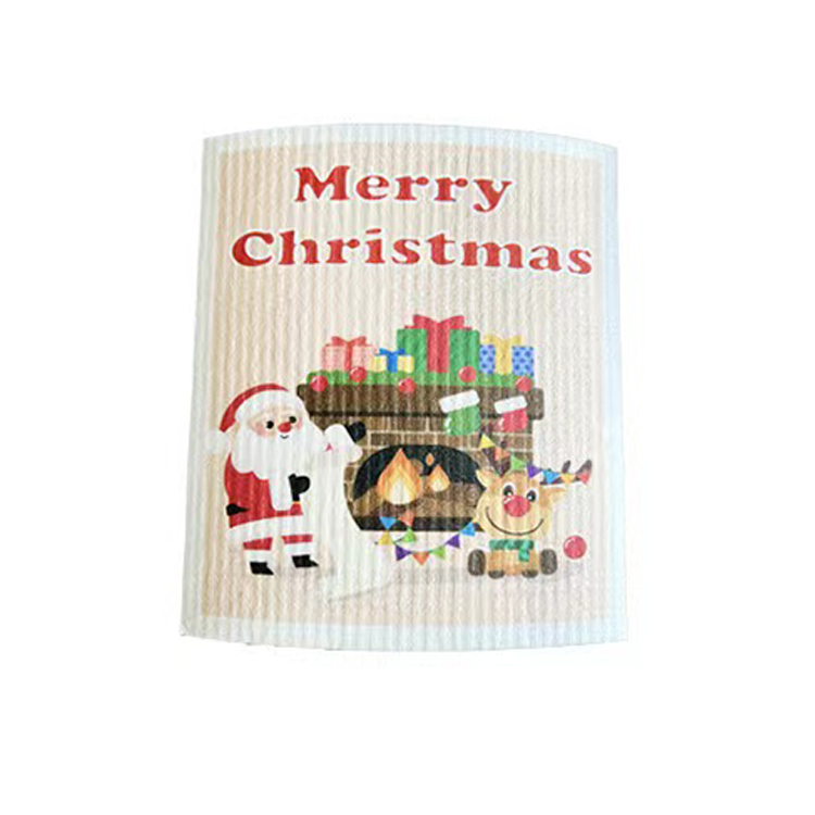 Custom Logo Biodegradable Absorbent Christmas Kitchen Cleaning Cloth Cute Swedish Dishcloths Set Dish Cloths