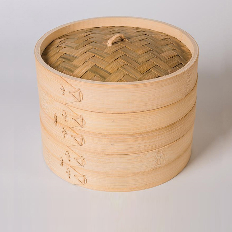 Eco-Friendly Natural Mini Dim sum Bamboo Steamer Basket Layers with High Quality 4/5/6/7/8/9/10/11/12/16 inch