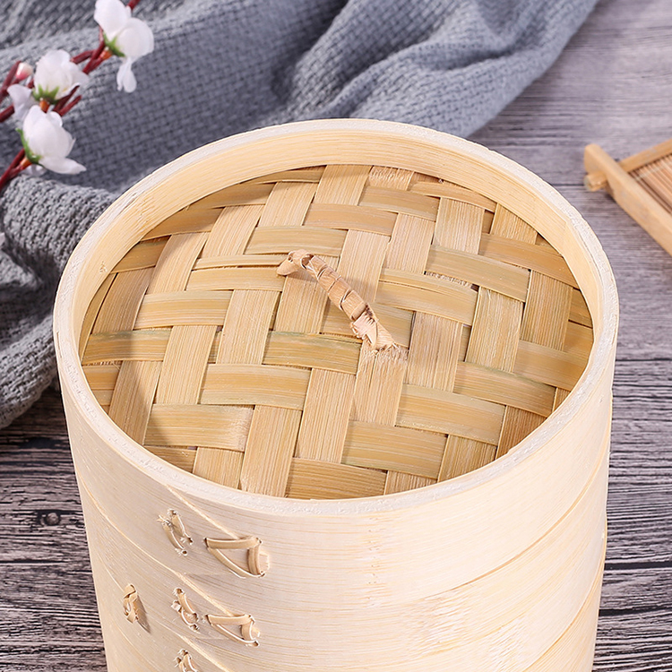 Eco-Friendly Natural Mini Dim sum Bamboo Steamer Basket Layers with High Quality 4/5/6/7/8/9/10/11/12/16 inch