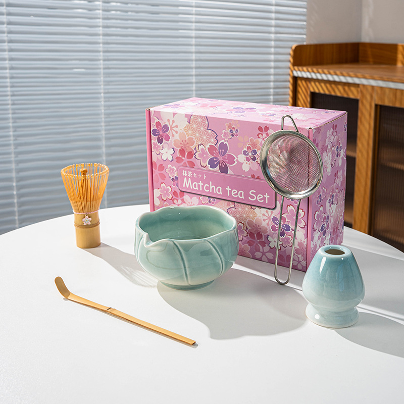 Chinese Style Porcelain Matcha Starter Kit with Tools Tea Whisk Spoon Pick-Light Luxury Home Use Gift