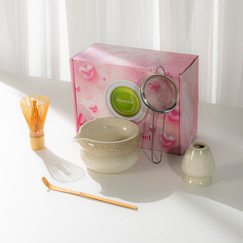 Matcha Bowl Ceramic Japanese Tea Whisk Set Tea Whisk Bamboo Matcha Brush Hundred Benli Tea Ceremony Gift Box