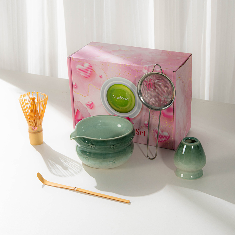 Matcha Bowl Ceramic Japanese Tea Whisk Set Tea Whisk Bamboo Matcha Brush Hundred Benli Tea Ceremony Gift Box