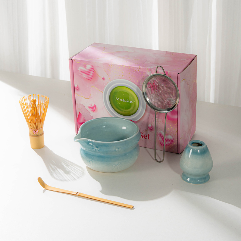 Matcha Bowl Ceramic Japanese Tea Whisk Set Tea Whisk Bamboo Matcha Brush Hundred Benli Tea Ceremony Gift Box
