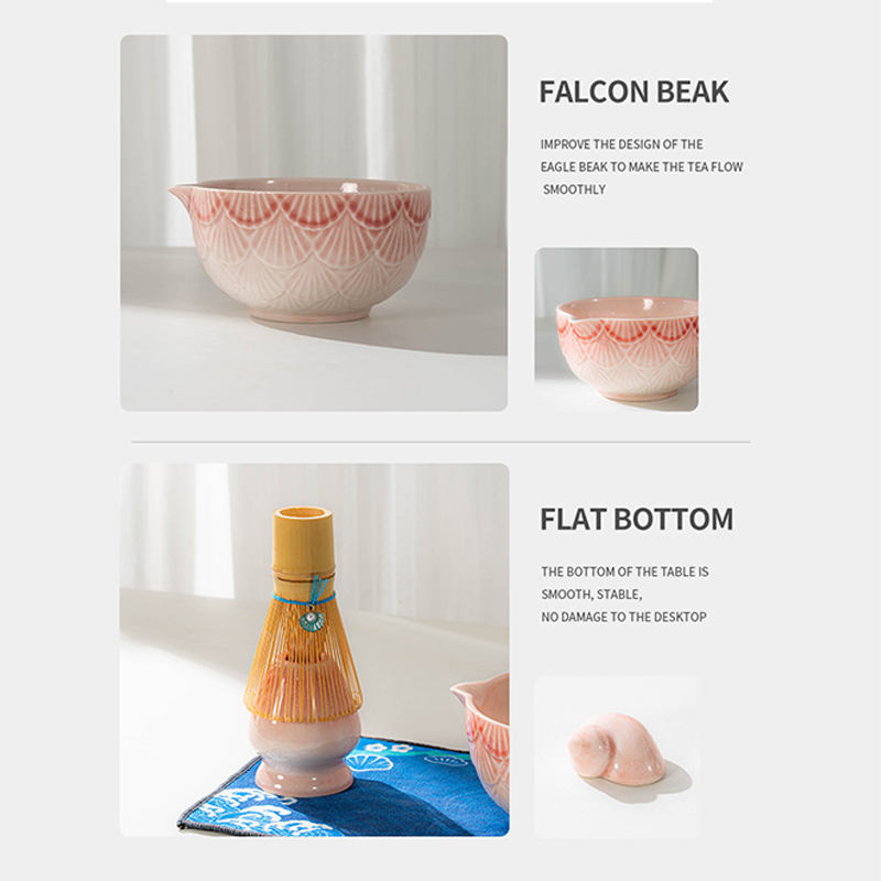 Japanese Style Matcha Tea Set with Whisk Bowl Scoop Strainer and Holder for Traditional Tea Ceremony