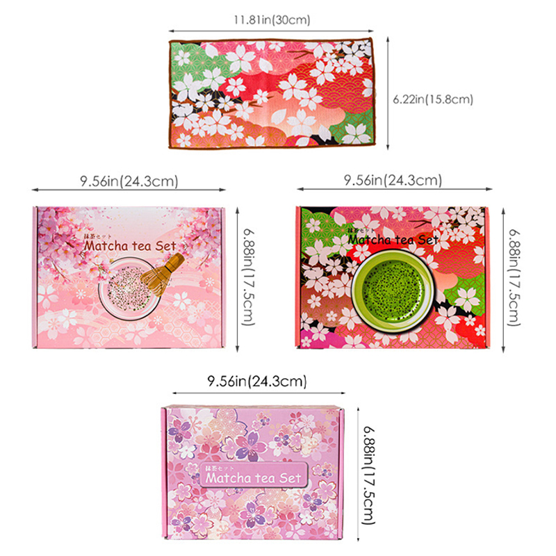 Eco-Friendly Ceramic Porcelain Japanese Asian Zen Grinder Brushes Sakura Bowl Spout Full Set Pink Color Box